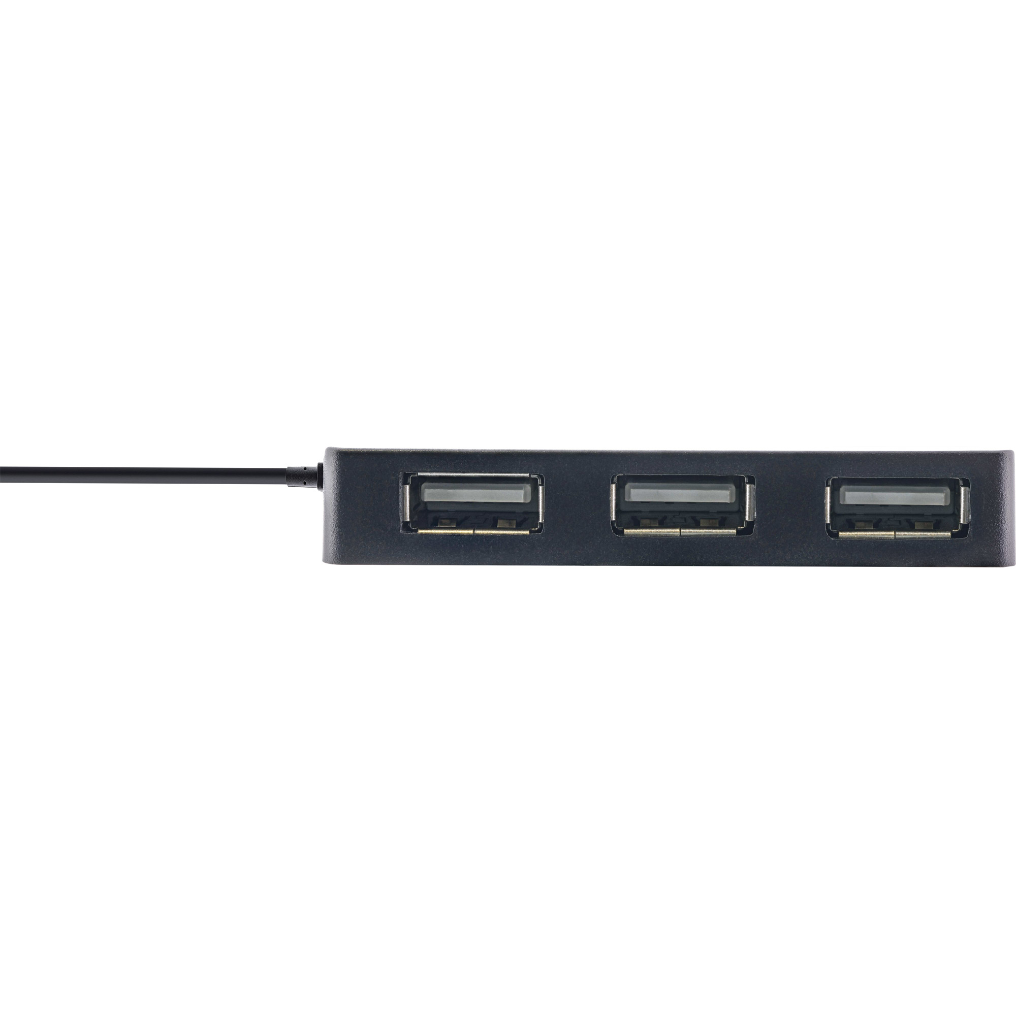 Inline® USB 2.0 Hub, 4 Port, schwarz, mit USB DC Kabel, Kabel 30cm