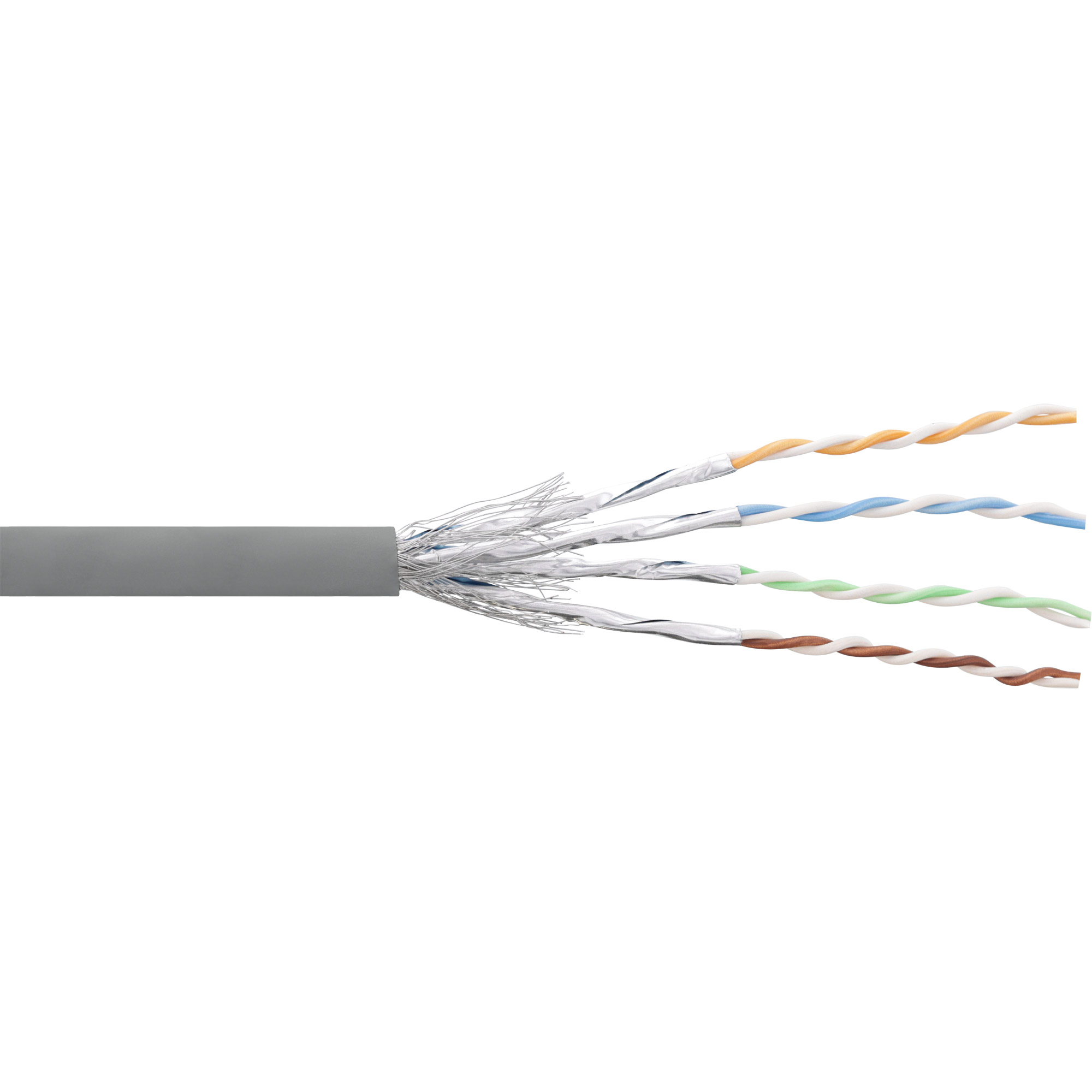 100m - Inline® Patchkabel Cat.6 S/FTP (PiMf), grau, AWG27, PVC, CU