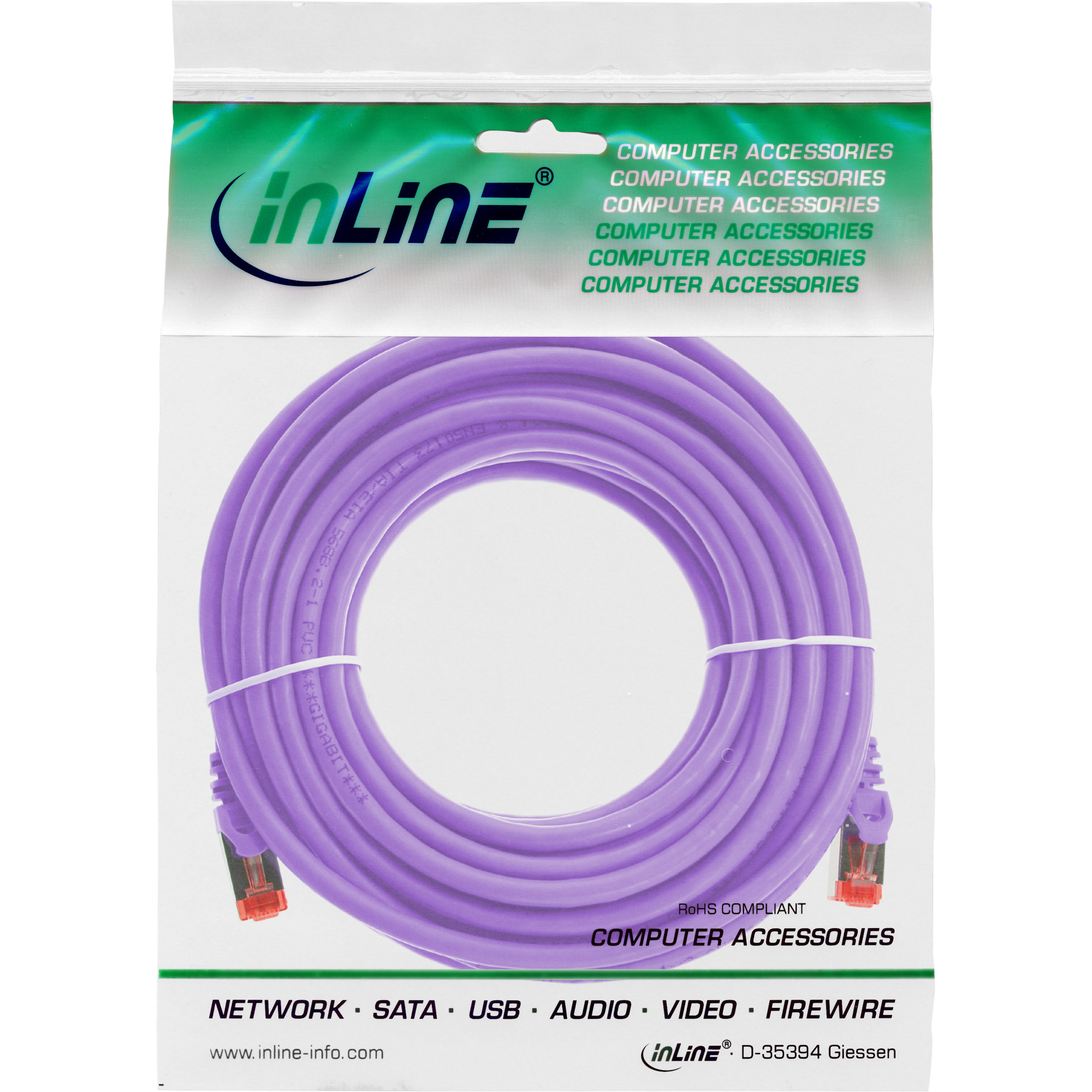 InLine Patchkabel - S/FTP (PiMf) - Cat.6 - 250MHz PVC Kupfer - Violett - 15m
