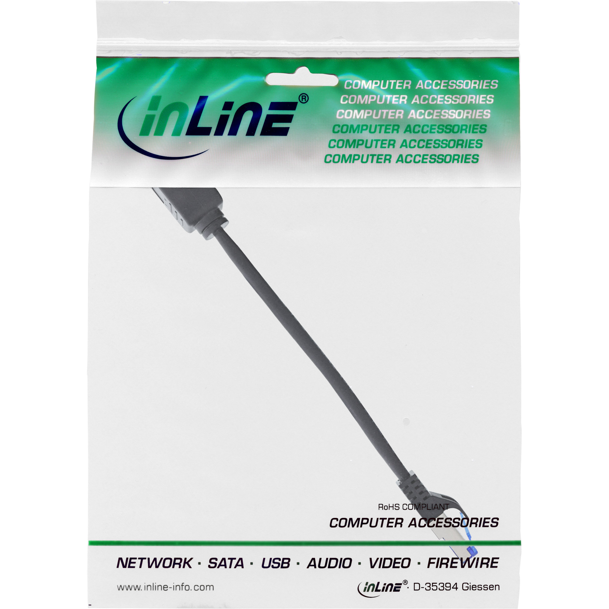 0.2m - Inline® Patchkabel VerLängerung, RJ45 Protektor, S/FTP (PiMf), Cat.6A