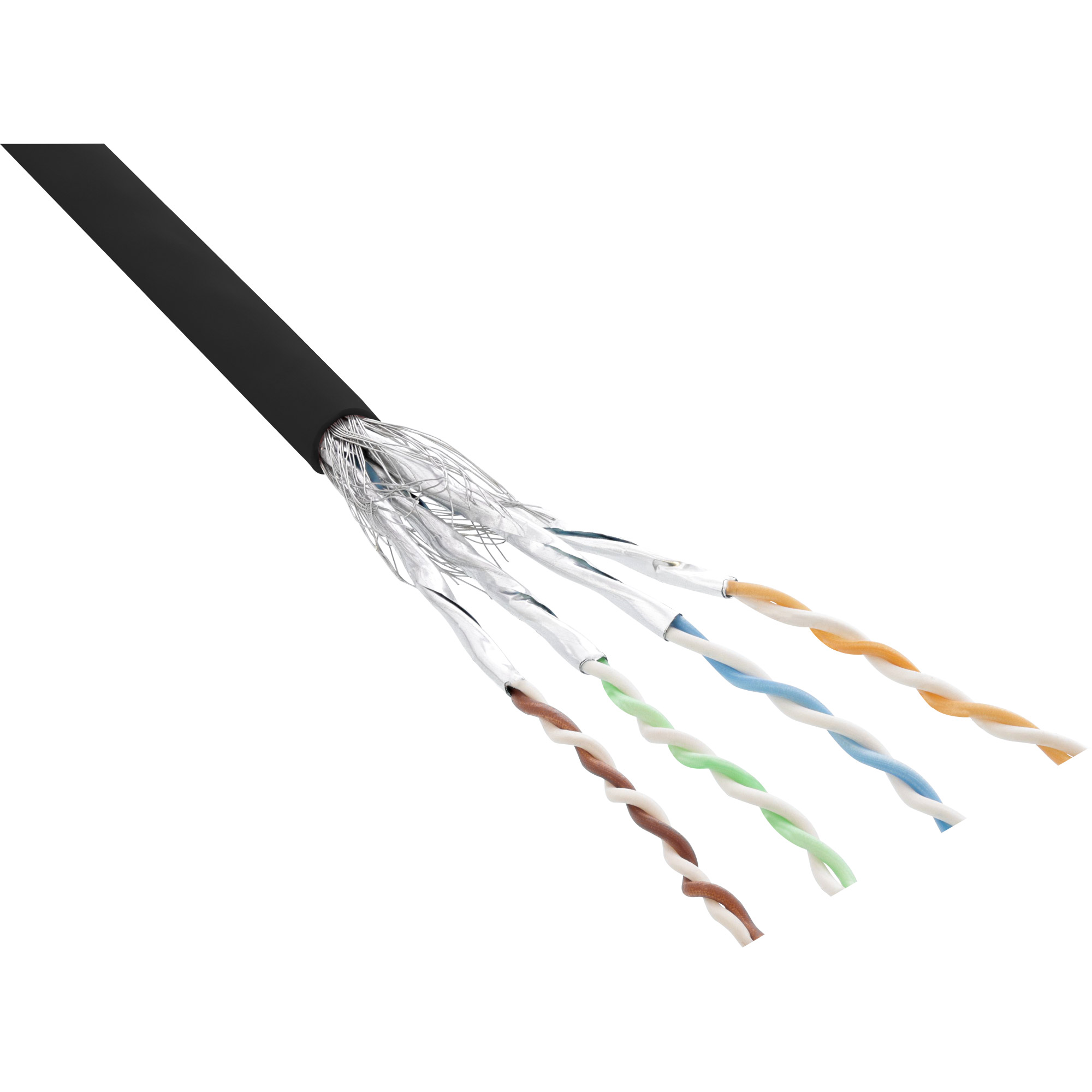100m - Inline® Patchkabel Cat.6 S/FTP (PiMf), schwarz, AWG27, PVC, CU