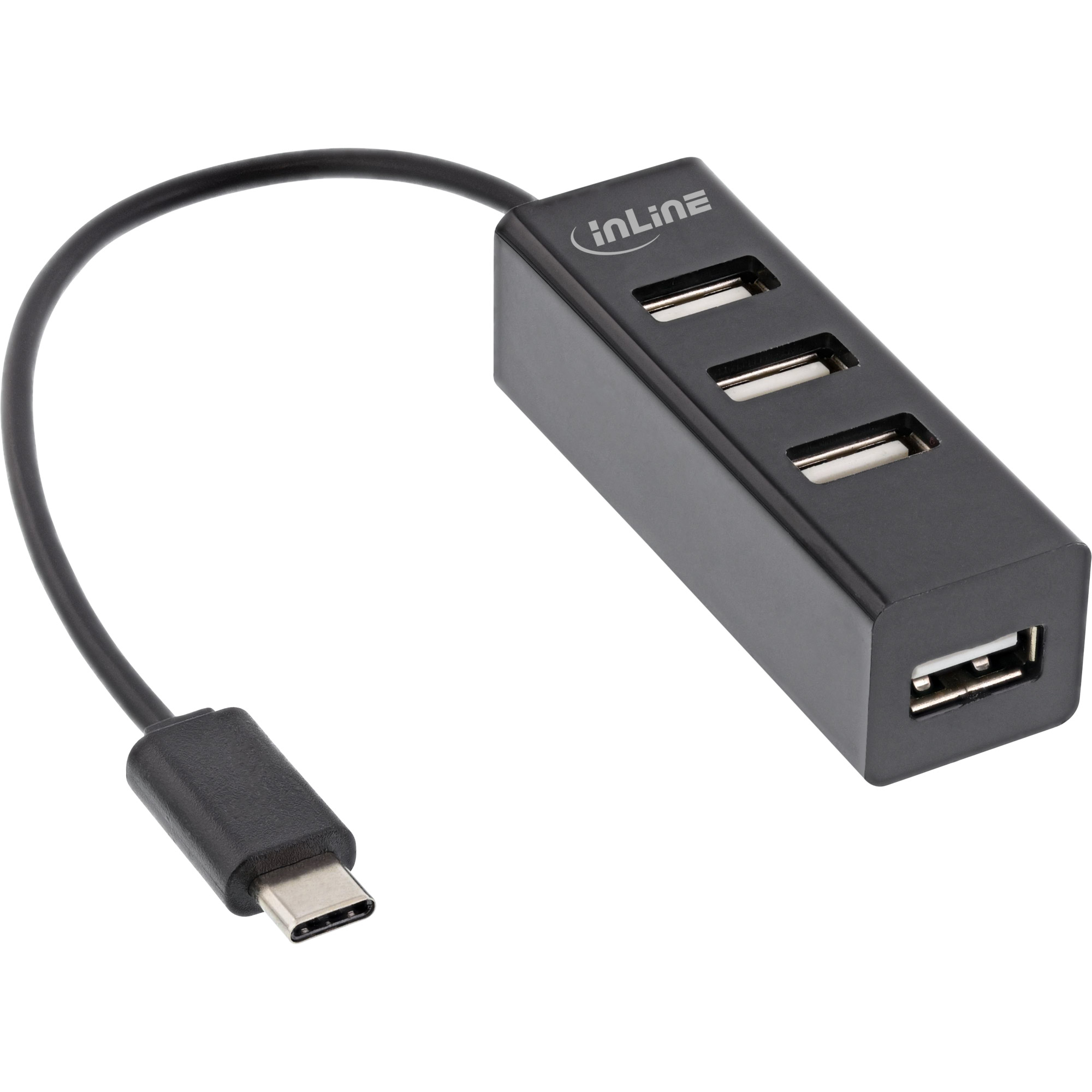 Inline® USB 2.0 4-Port Hub, USB-C Stecker auf 4x USB-A Buchse, Kabel 15cm