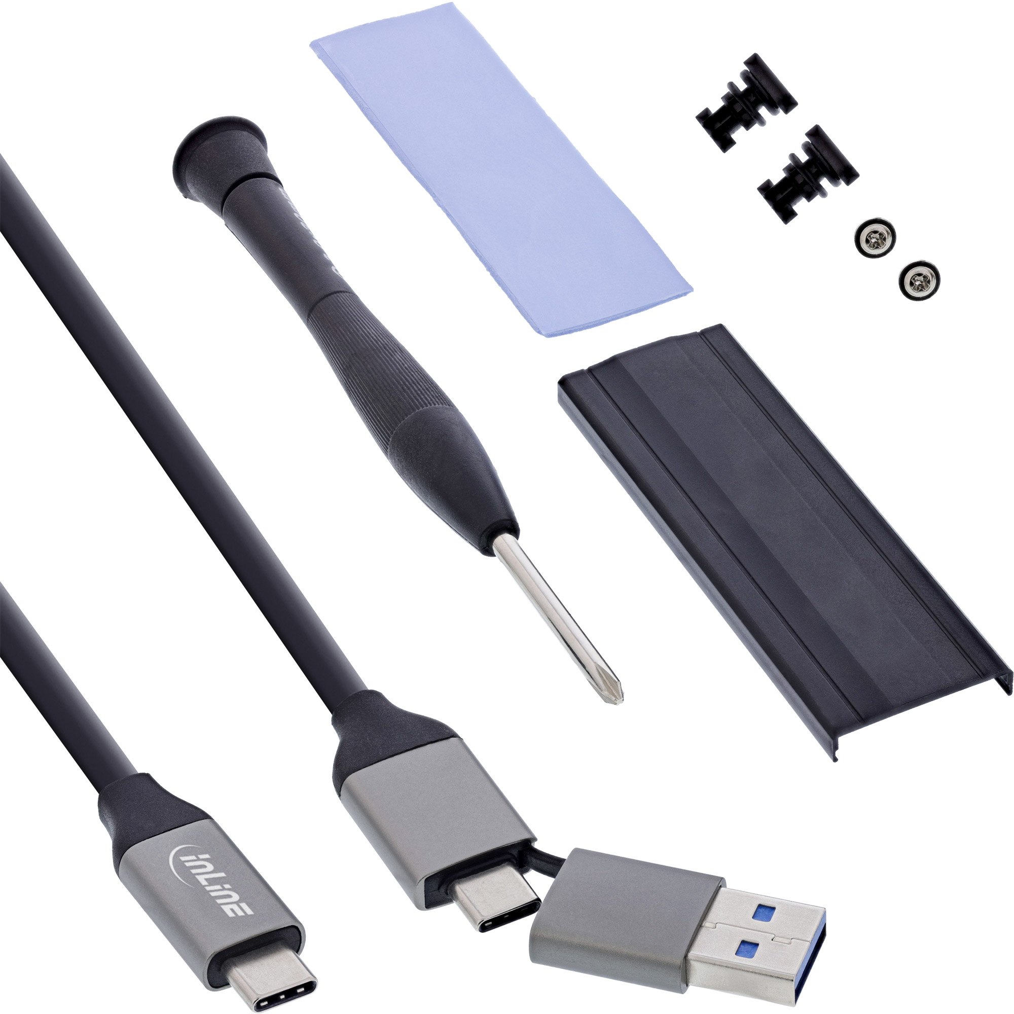 InLine® USB4-Gehäuse, USB-C zu M.2 NVMe SSD, 40Gb/s, Aluminium