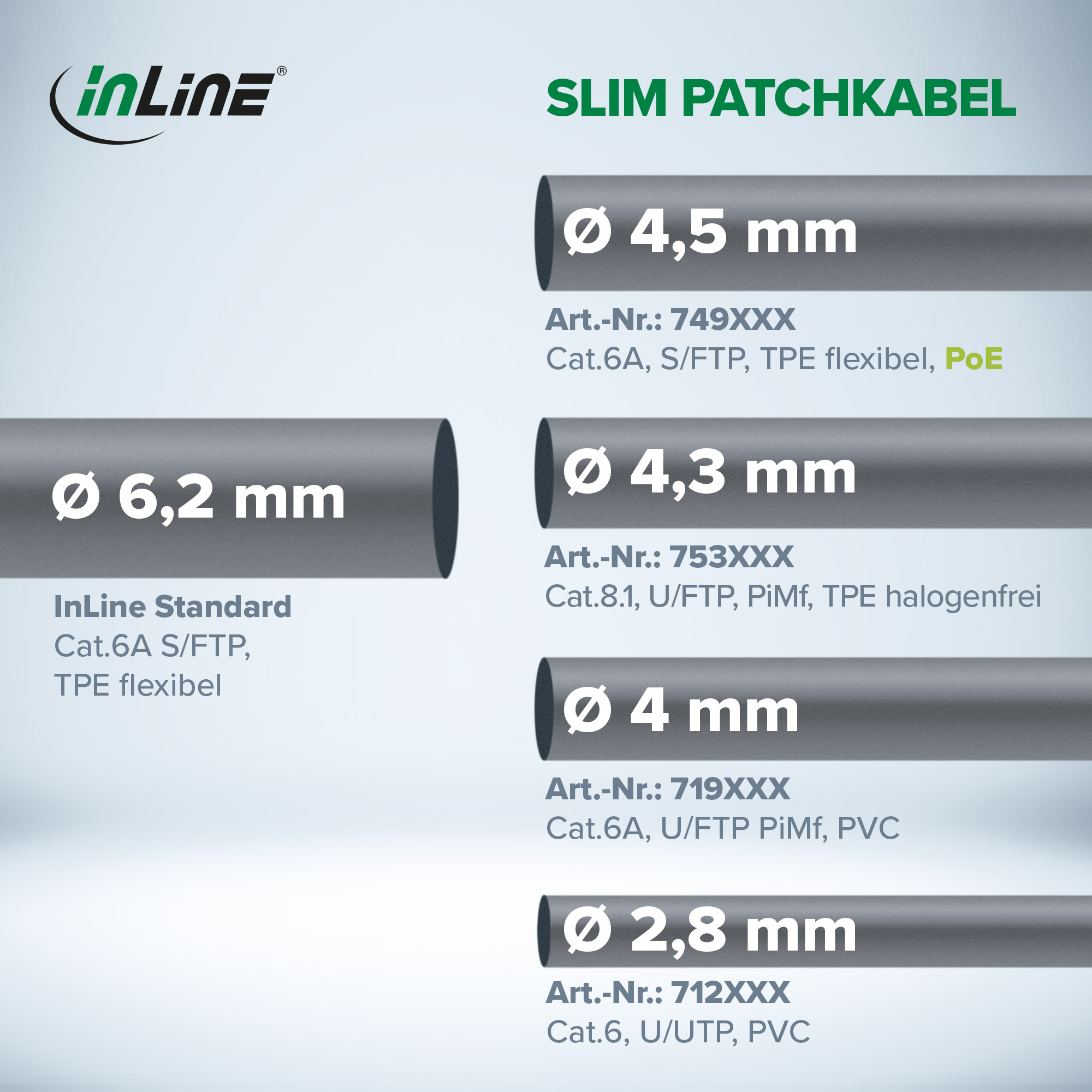 1m - 180er B-Pack InLine® Patchkabel slim, U/FTP PiMf, Cat.6A, schwarz