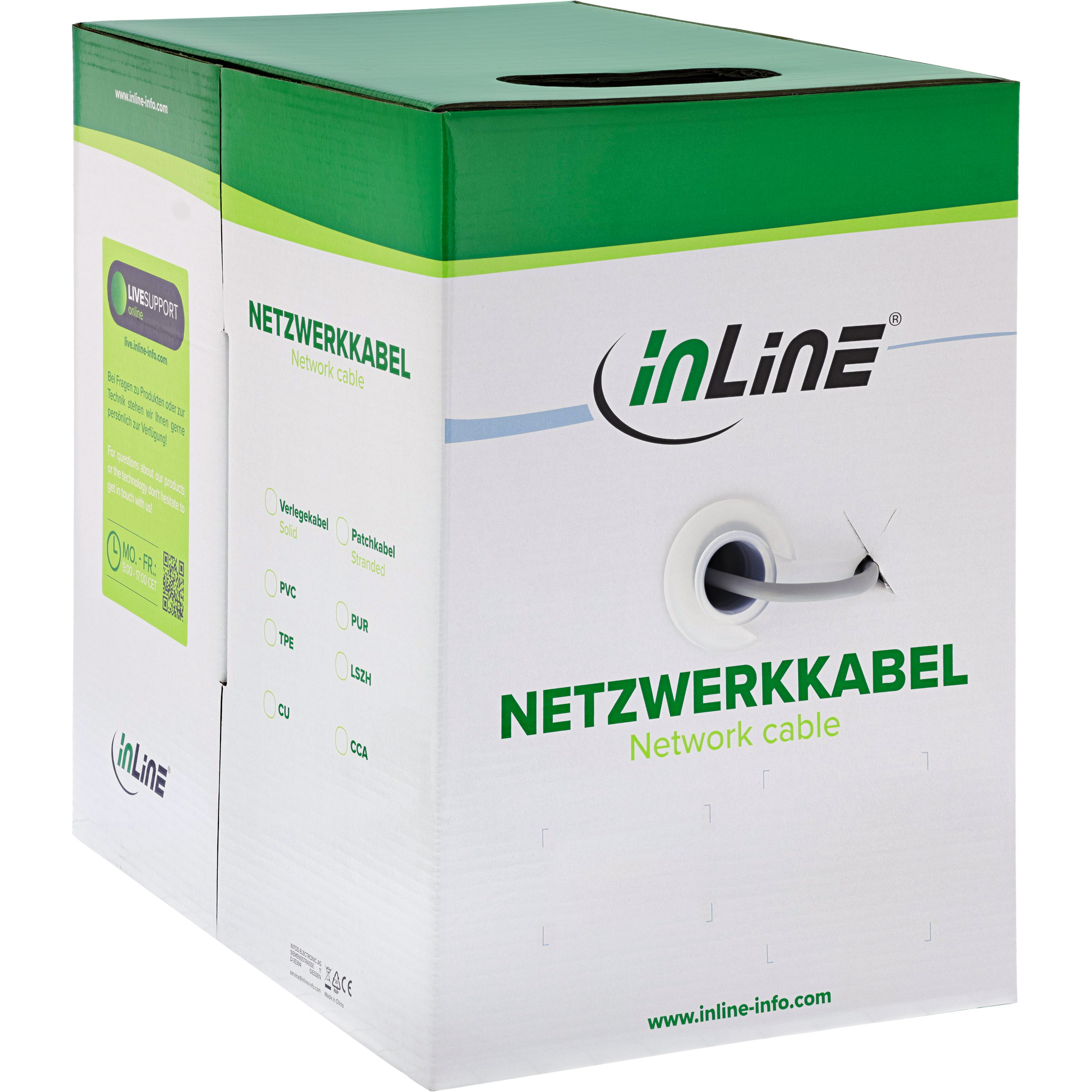 100m - Inline® Patchkabel Cat.5e, grau, F/UTP, AWG26 CCA, PVC