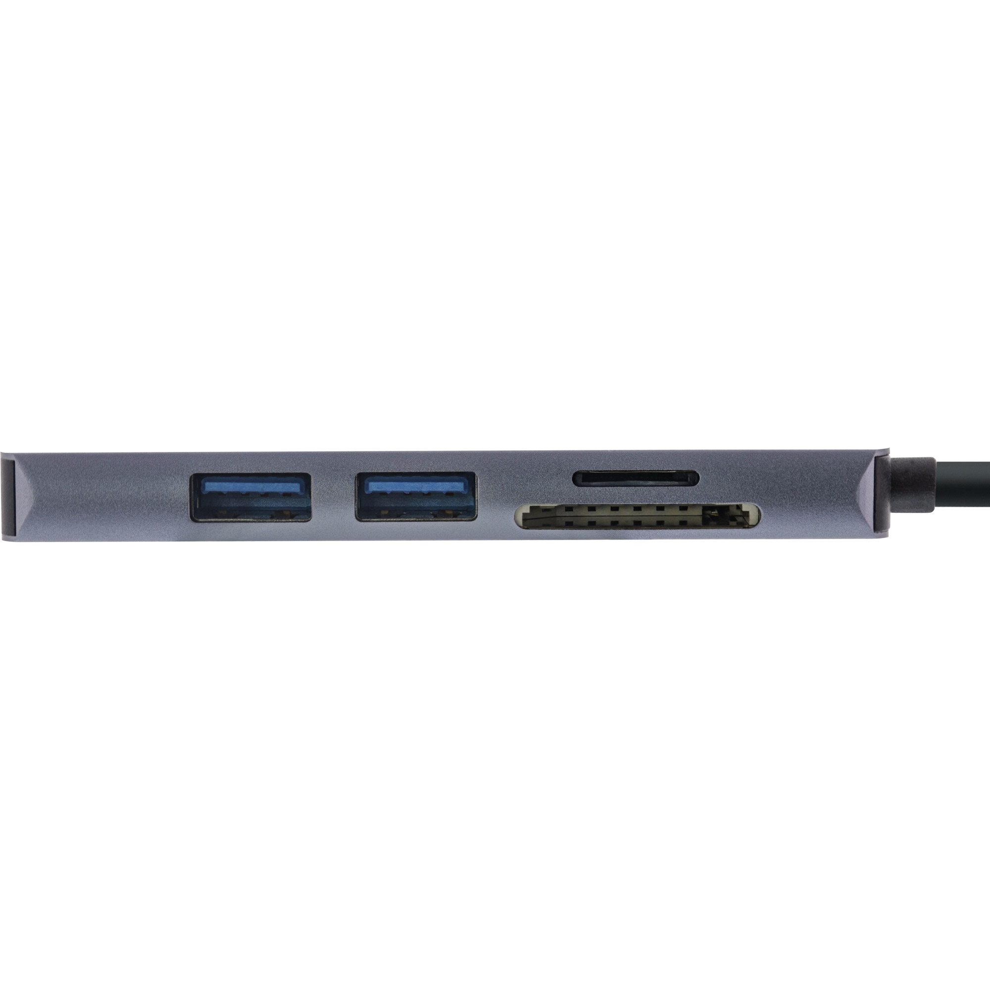 Inline® Multi-Hub USB 3.2 Gen.1, 2x USB-A, HDMI 4K/30Hz, Cardreader, Alu, grau