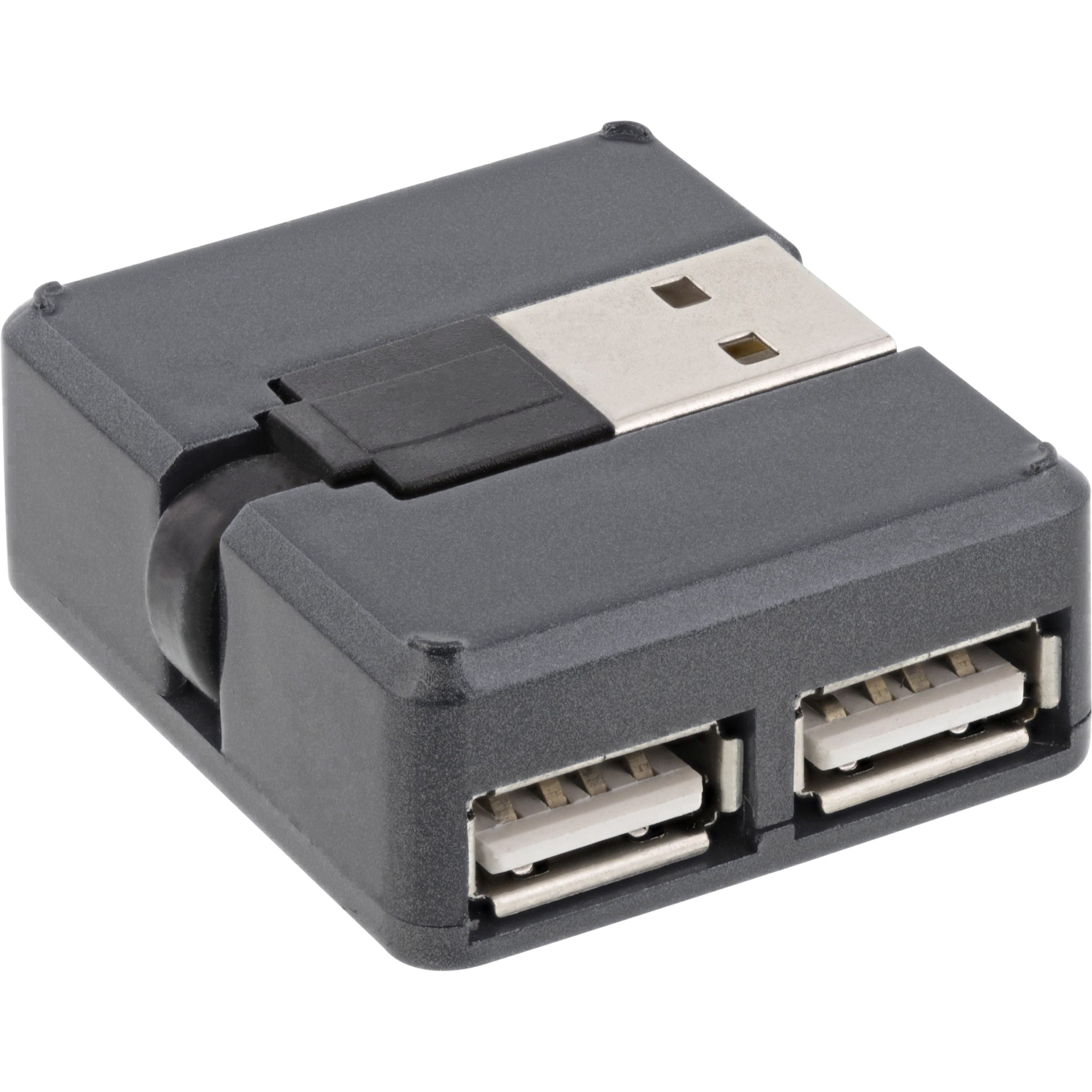 Inline® USB 2.0 4-Port Hub, USB-A Stecker auf 4x USB-A Buchse, Kabel 4cm