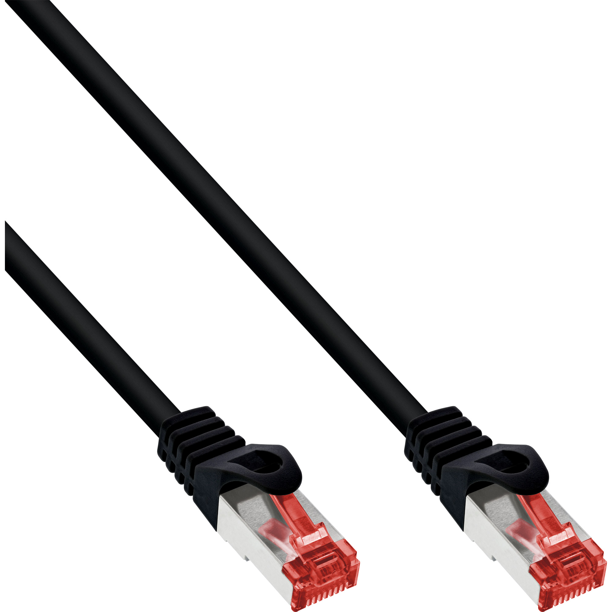 0.5m - 100er Bulk-Pack Inline® Patchkabel - S/FTP (PiMf) - Cat.6 - PVC, CU, Schwarz -