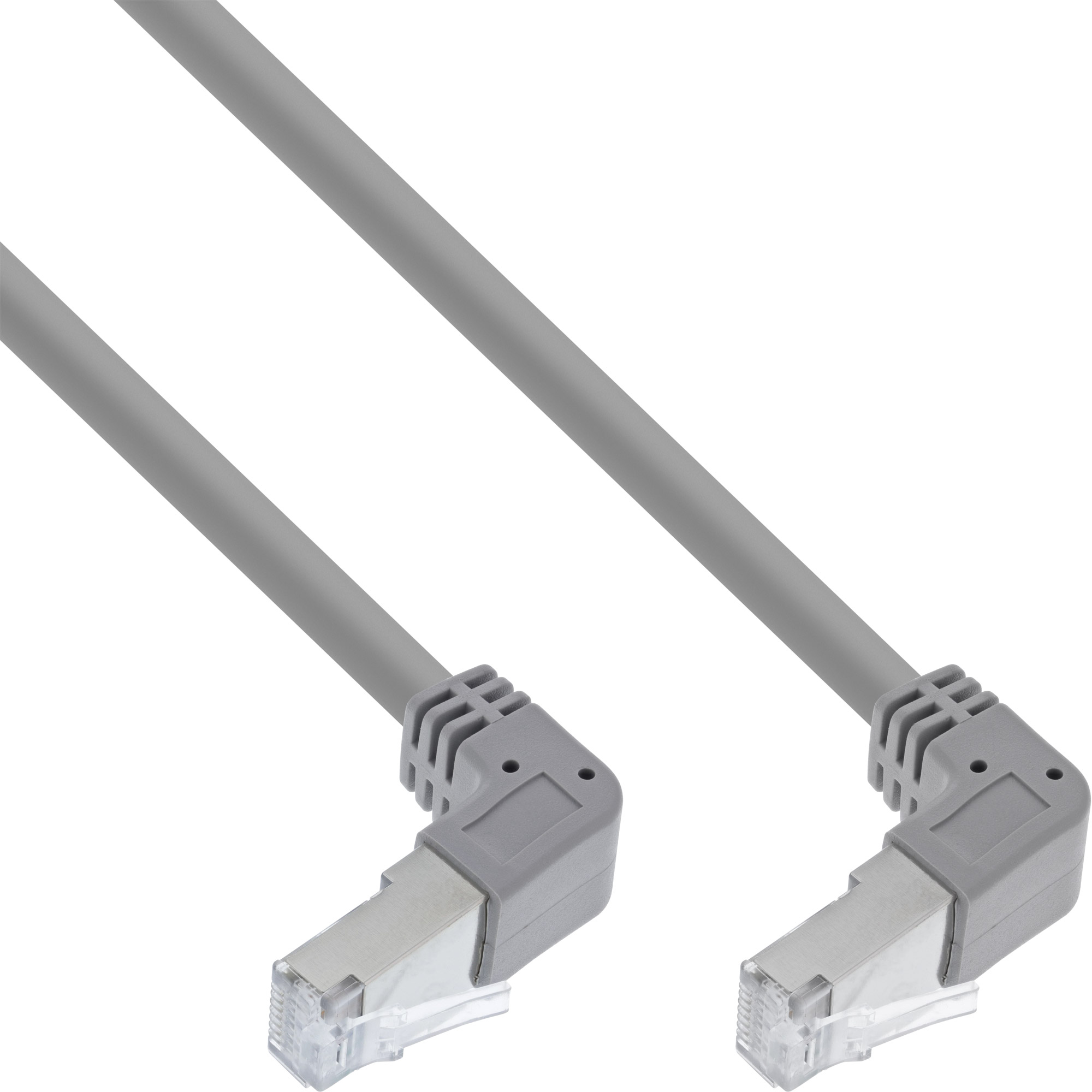InLine Patchkabel 2-seitig unten gewinkelt - S/FTP- Cat.6 - 250Mhz Grau - 1,10m