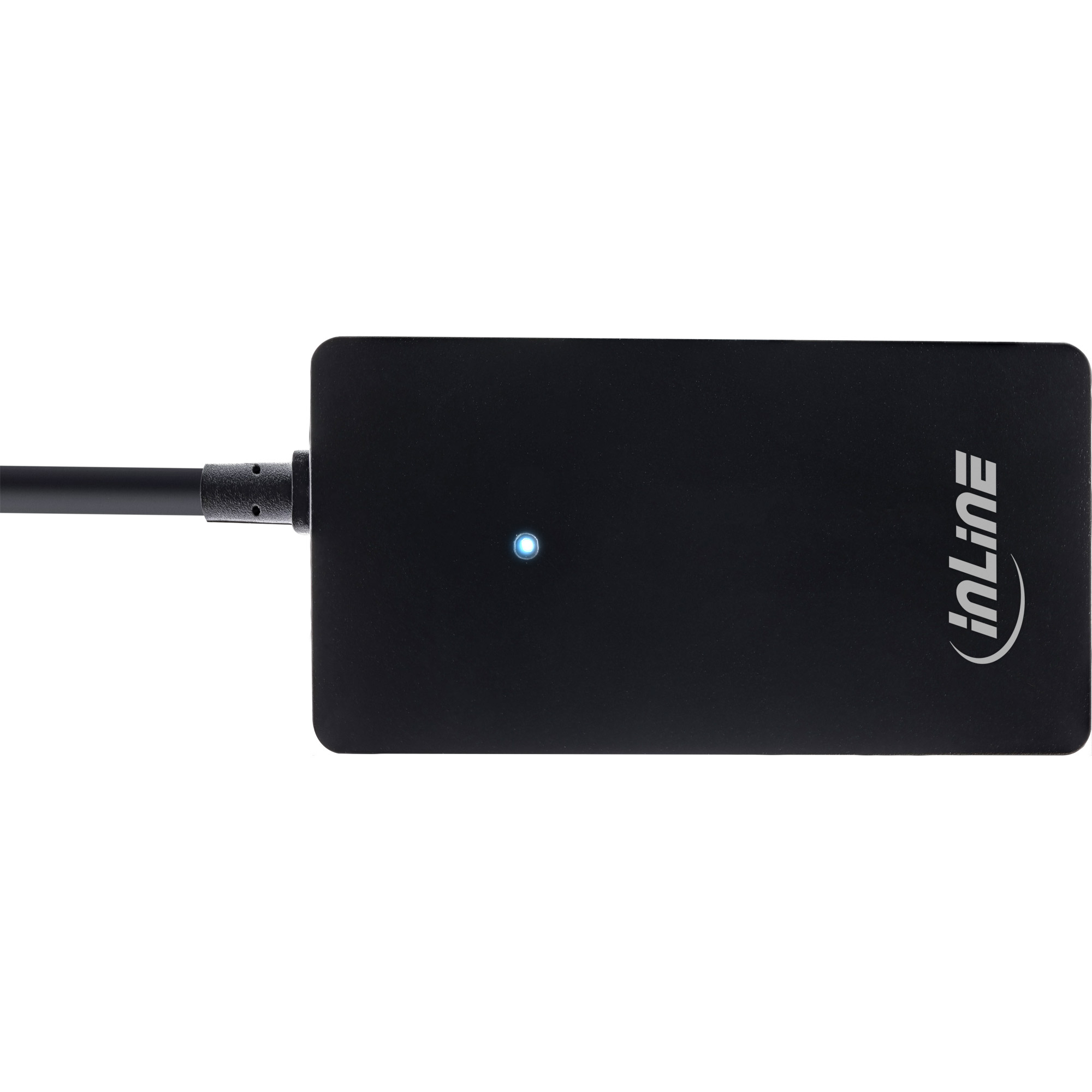 Inline® USB 2.0 Hub, 4 Port, schwarz, mit USB DC Kabel, Kabel 30cm