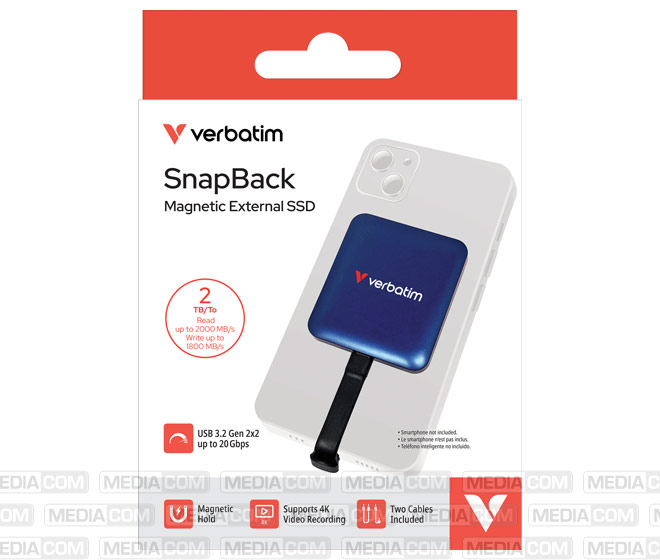 SSD SnapBack 2TB, inkl. 2 Kabel, USB-C, Blue Metallic