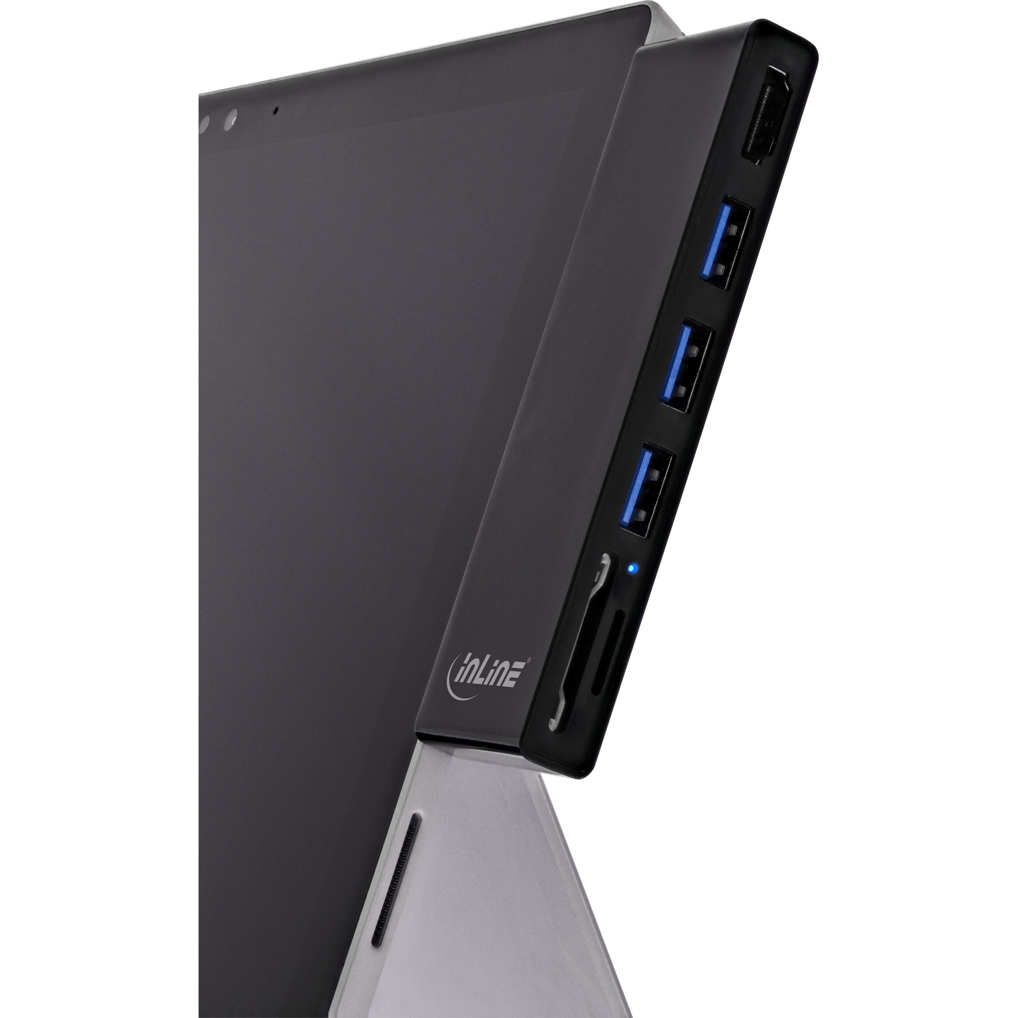 Inline® MultiHub, Surface Pro 4/5/6, 3x USB-A 3.2 Buchse, HDMI 4K, Cardreader