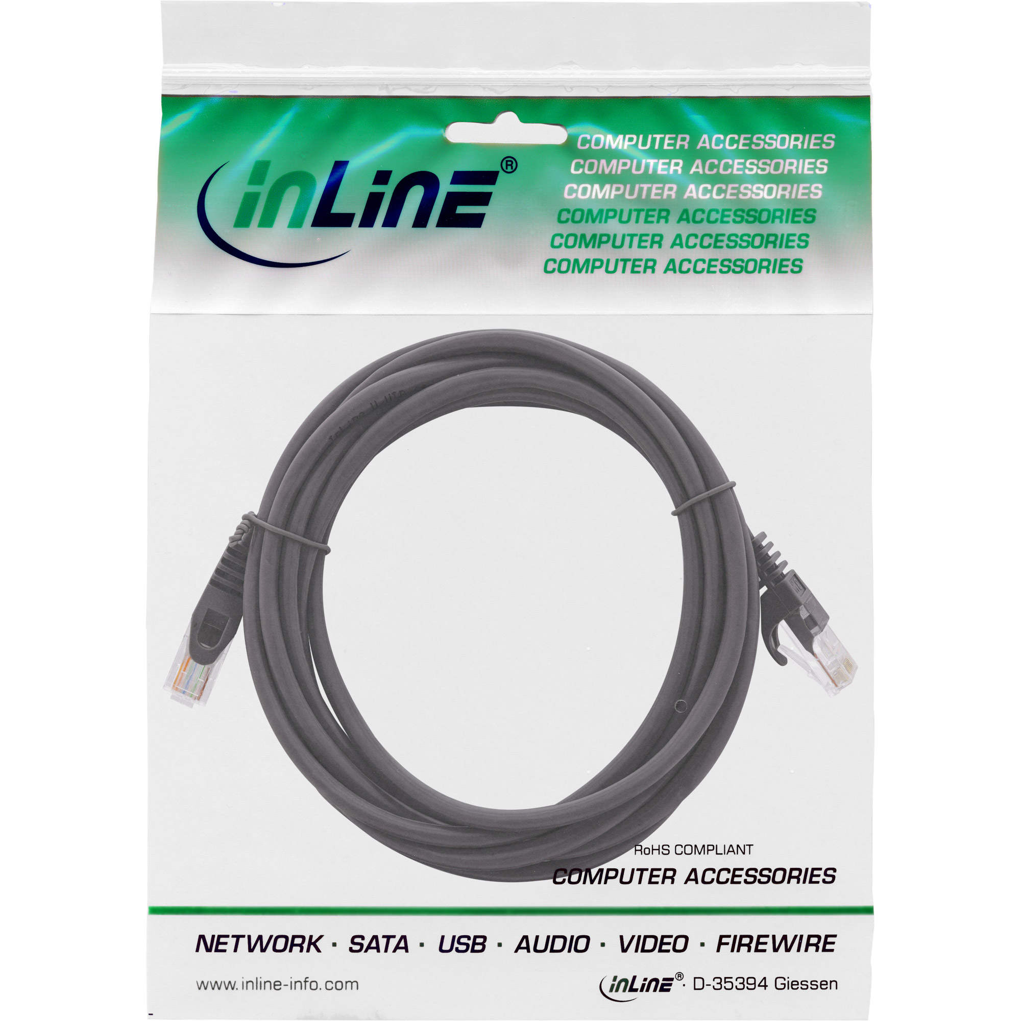 0.5m - Inline® Patchkabel, U/UTP, Cat.5e, schwarz
