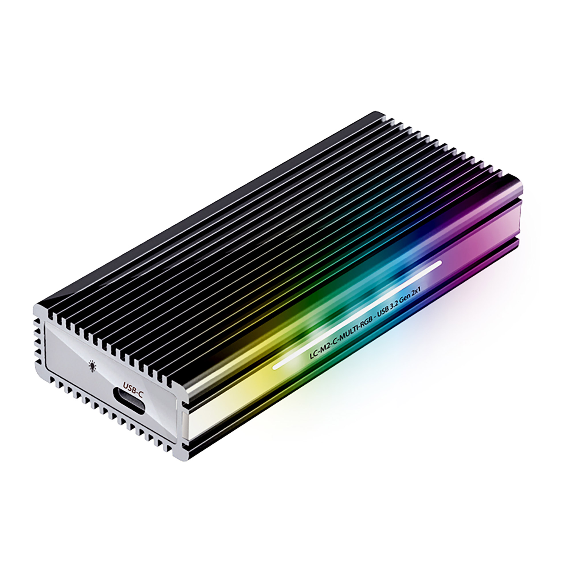 LC-Power LC-M2-C-MULTI-RGB M.2-SSD-gehäuse (NVMe & SATA), USB 3.2 Gen.2x1, RGB