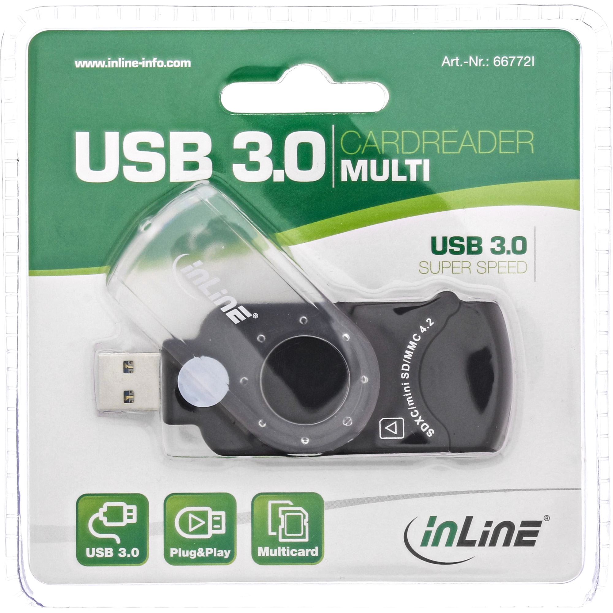 Inline® Mobile Card Reader USB 3.0, für SD/SDHC/SDXC, microSD