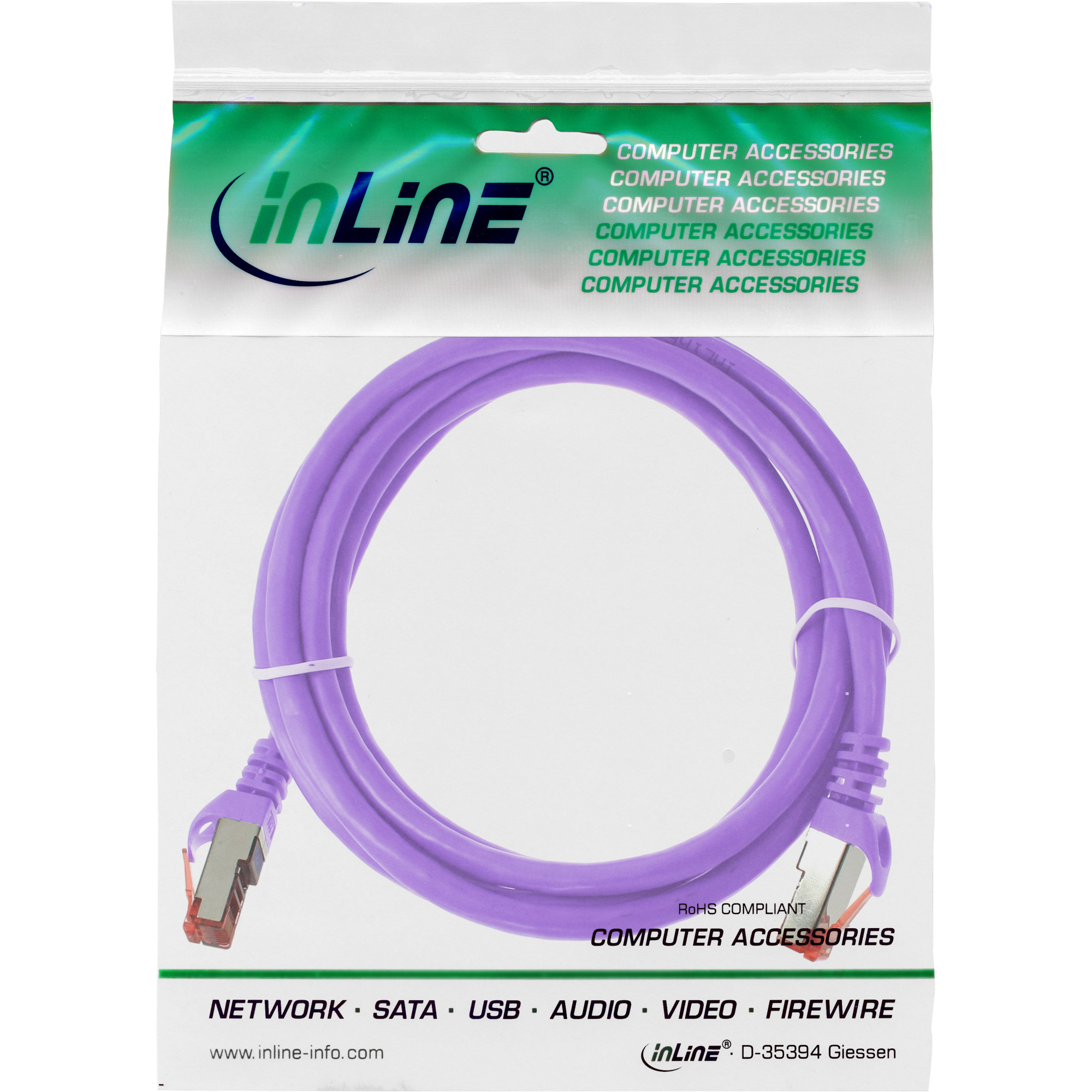 InLine Patchkabel - S/FTP (PiMf) - Cat.6 - 250MHz PVC Kupfer - Violett - 3m