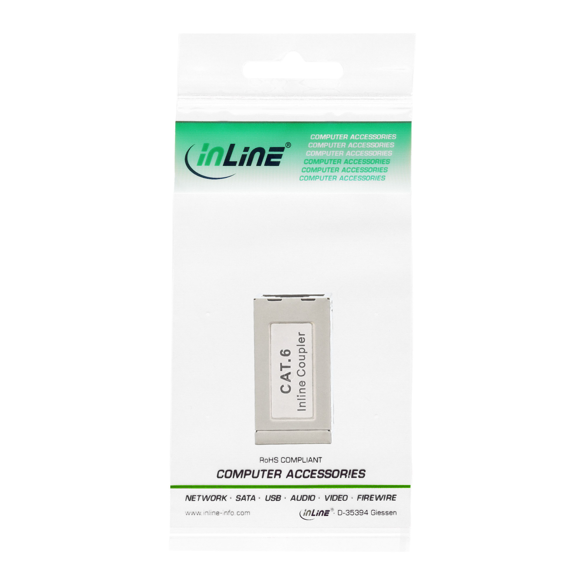 Inline® Patchkabelkupplung Metall Cat.6, 2x RJ45 Buchse, geschirmt