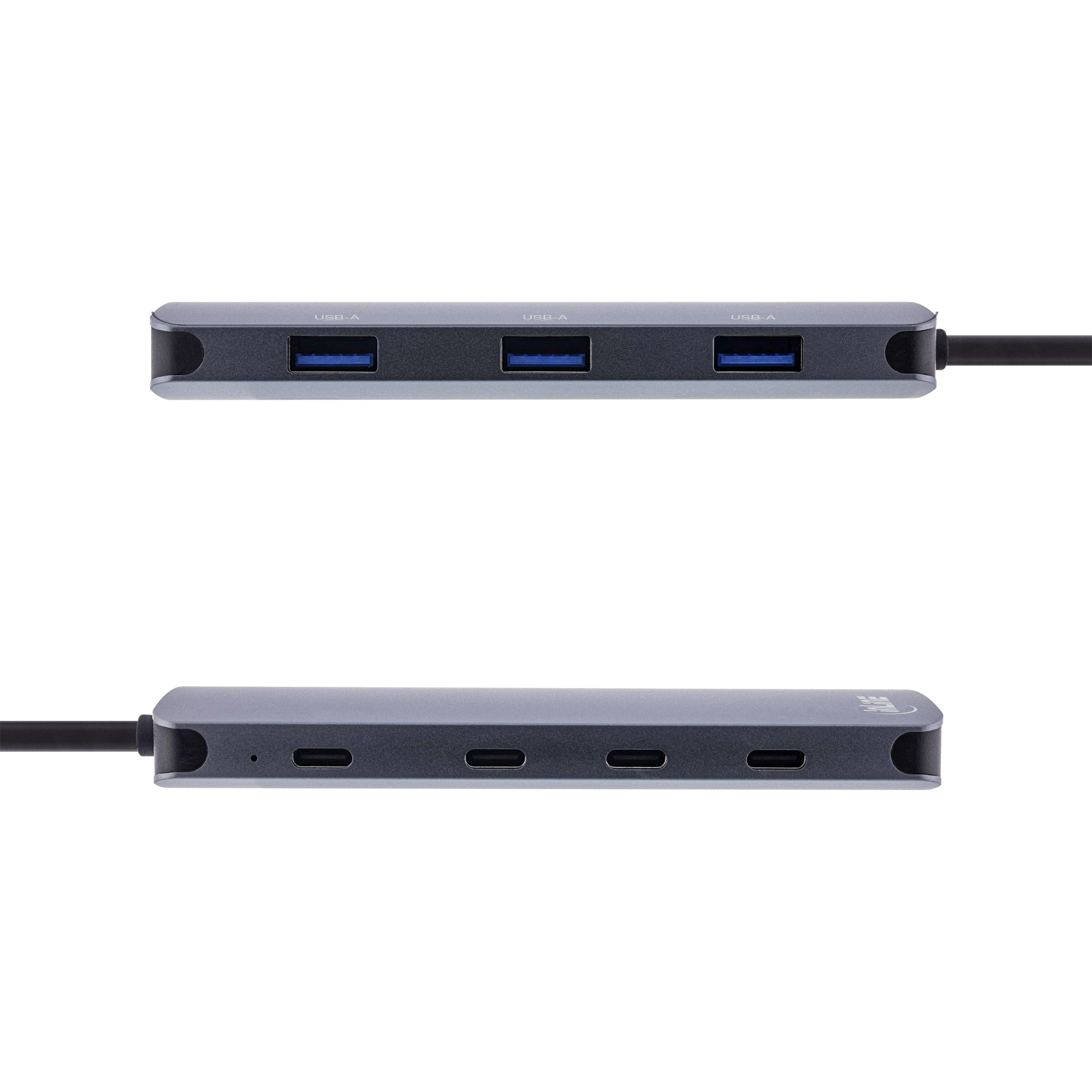 Inline® USB 3.2 Gen.2 Hub, 4x USB-C + 3x USB-A, PD 100W, Aluminium, grau