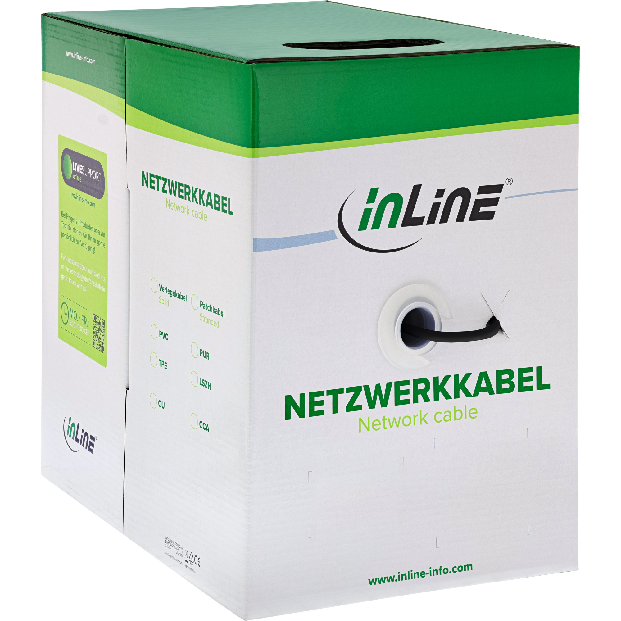 100m - Inline® Patchkabel Cat.5e, schwarz, SF/UTP, AWG26, PVC