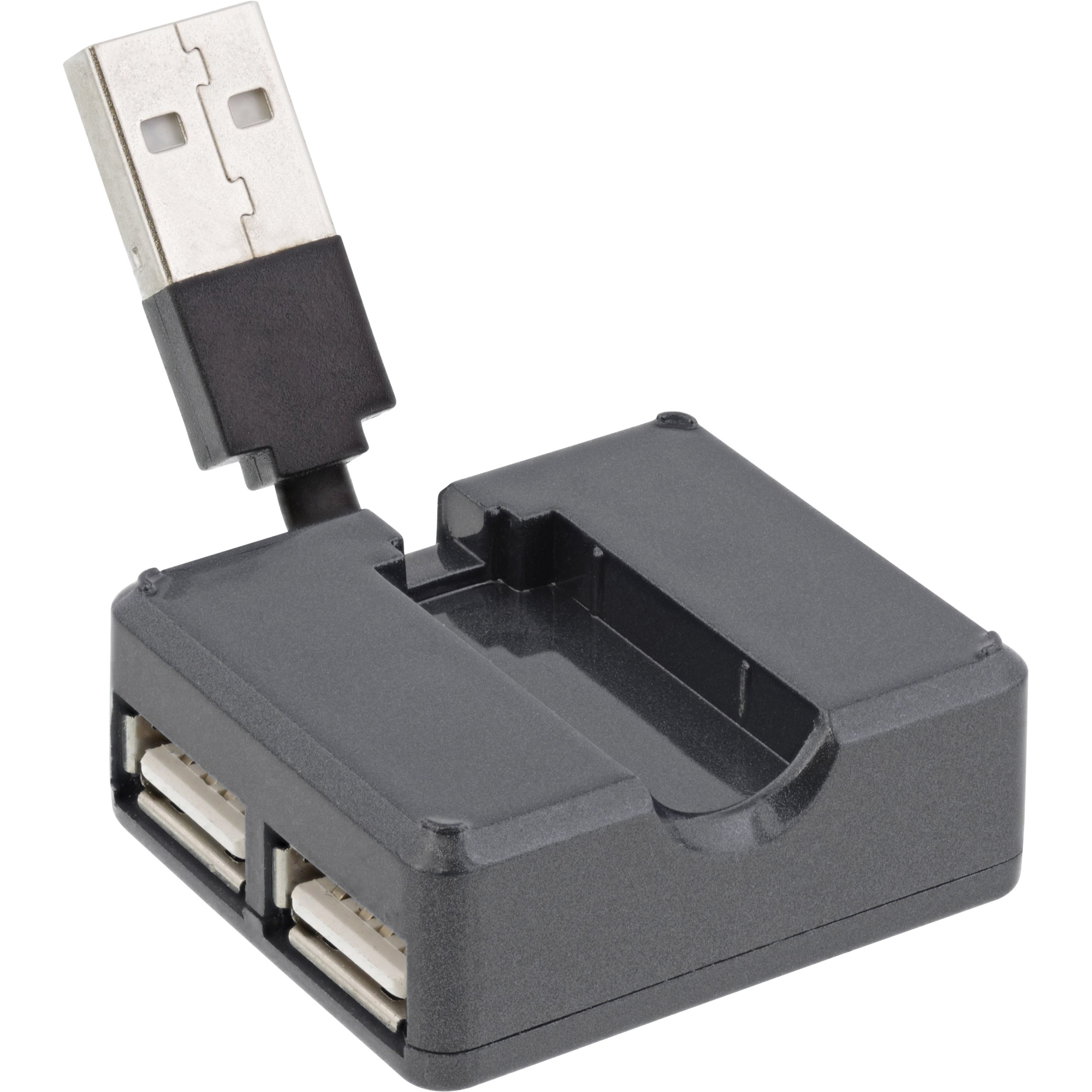 Inline® USB 2.0 4-Port Hub, USB-A Stecker auf 4x USB-A Buchse, Kabel 4cm