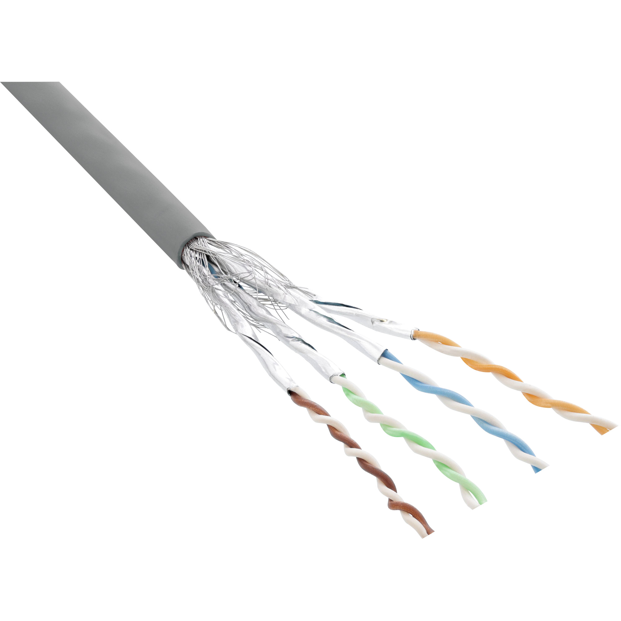100m - Inline® Patchkabel Cat.6 S/FTP (PiMf), grau, AWG27, PVC, CU