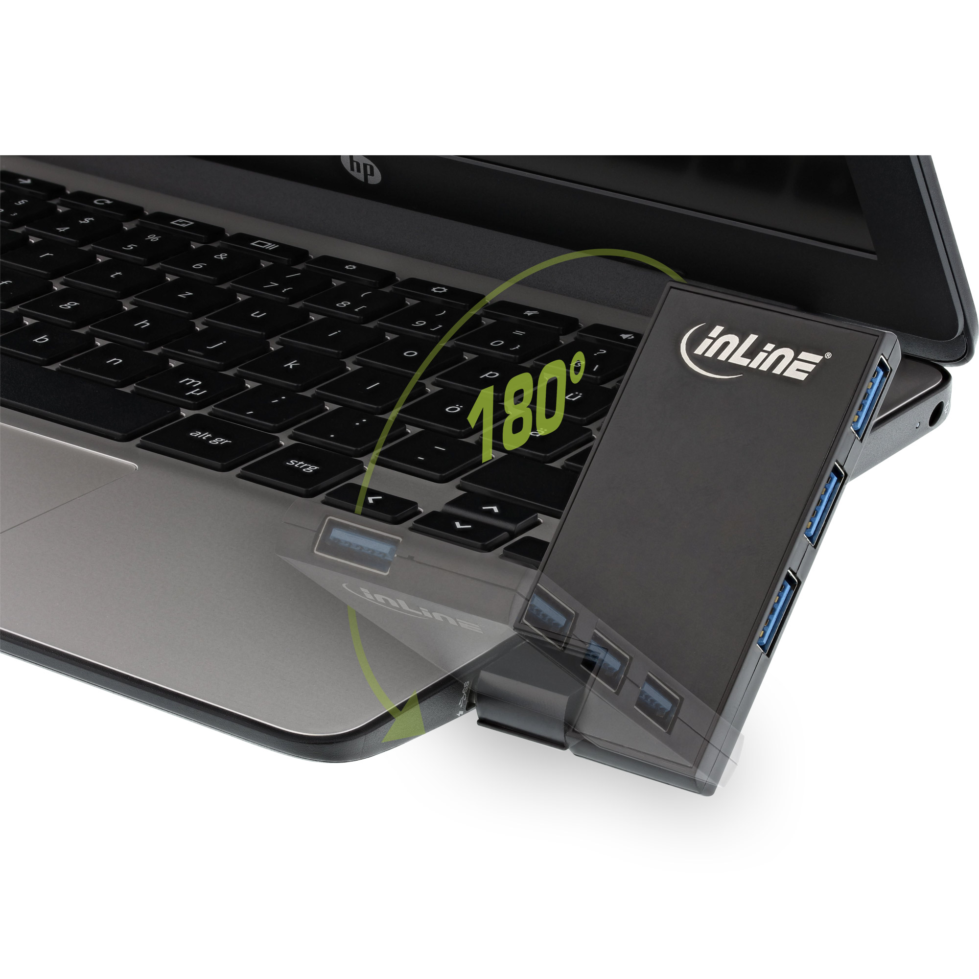Inline® 180 Twist Hub USB 3.0, 4 Port, drehbar, schwarz